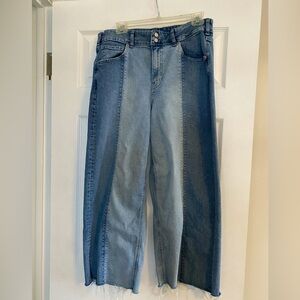 Gap High Rise Crop Wide Leg Two Tone Jeans